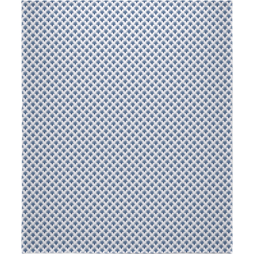 Pinecone - Indigo on Cream Blanket, Fleece, 50x60, Blue