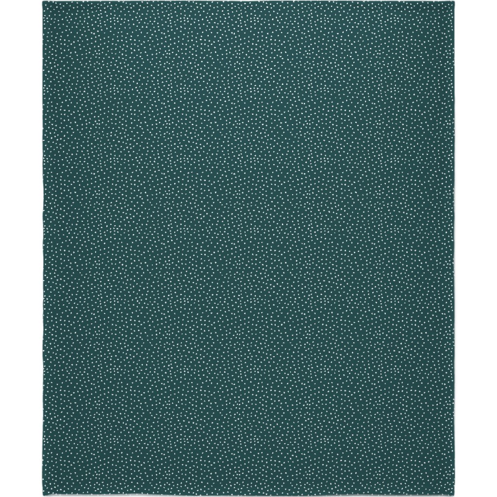 Dots - White on Emerald Blanket, Fleece, 50x60, Green