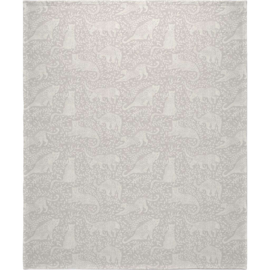 Jungle Cat Blanket, Fleece, 50x60, Beige, Silver Lining
