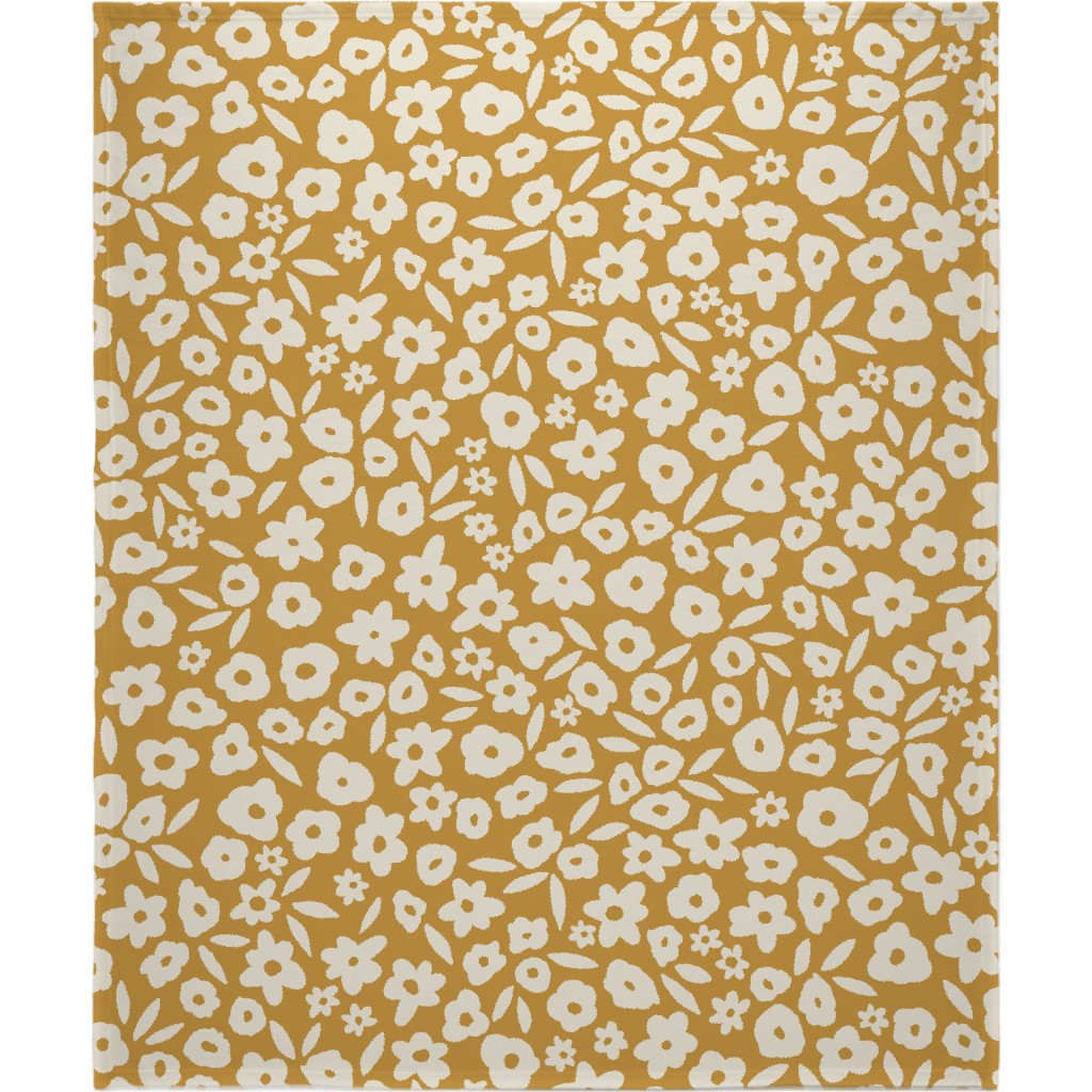 Flower Field - Mustard Blanket, Fleece, 50x60, Yellow