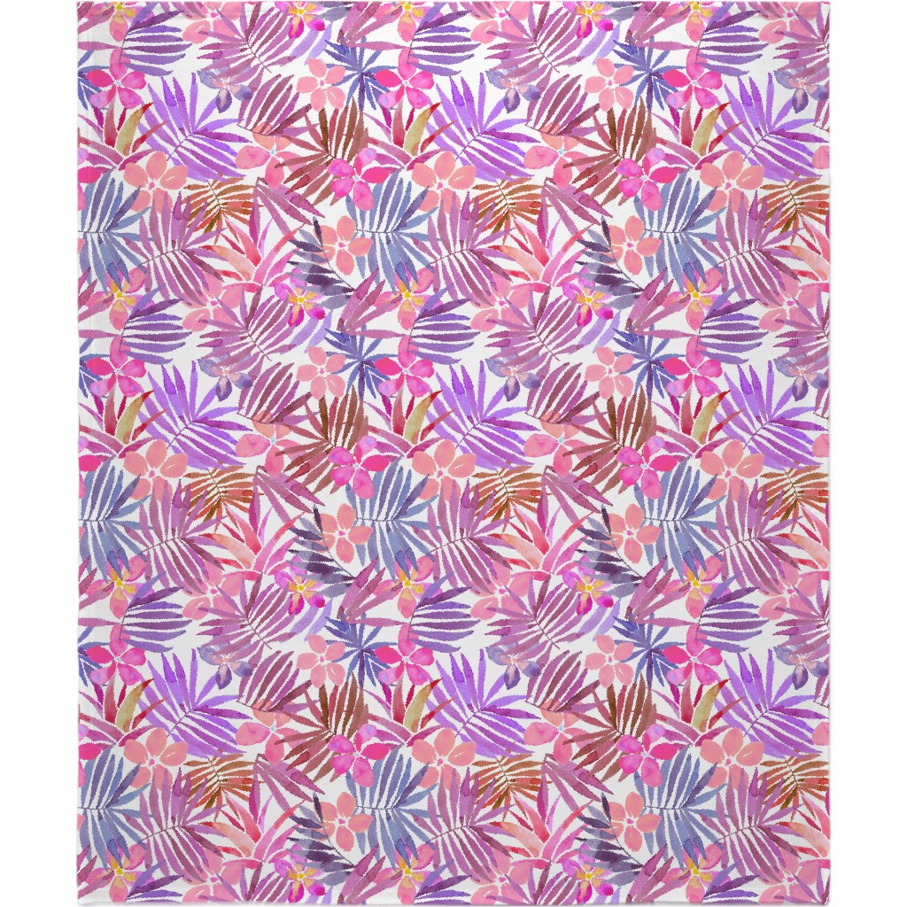 Watercolor Tropical Vibes Blanket, Fleece, 50x60, Pink