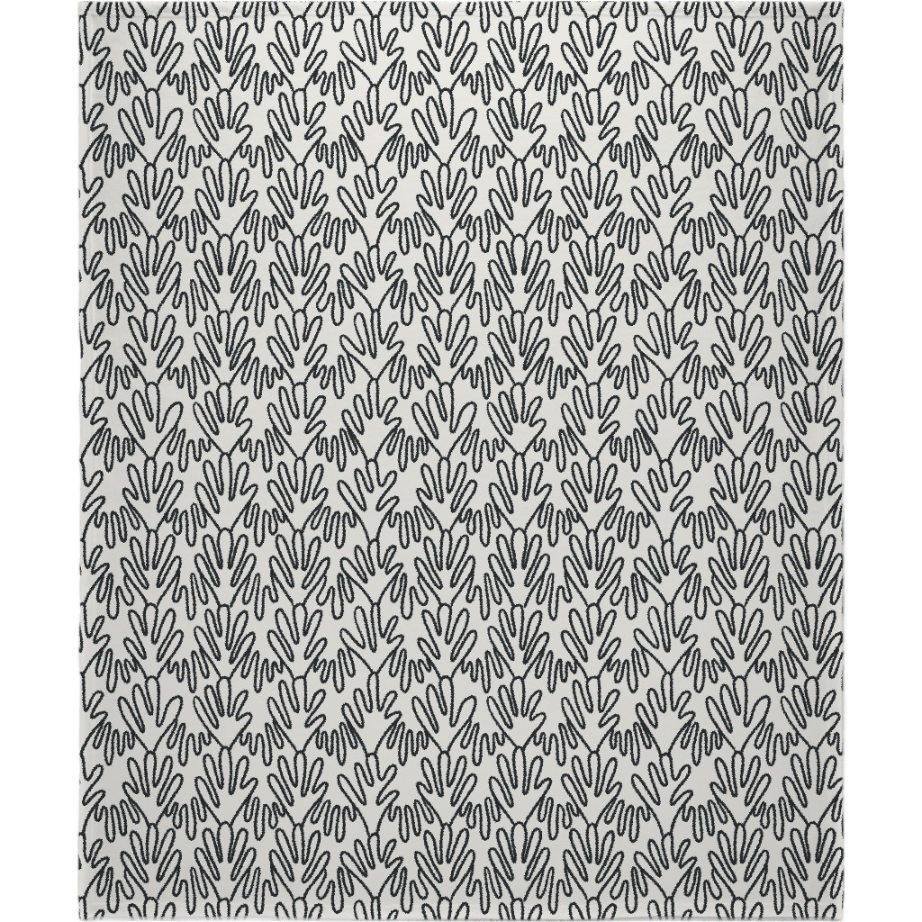 Wavy Lines - Black on White Blanket, Fleece, 50x60, White