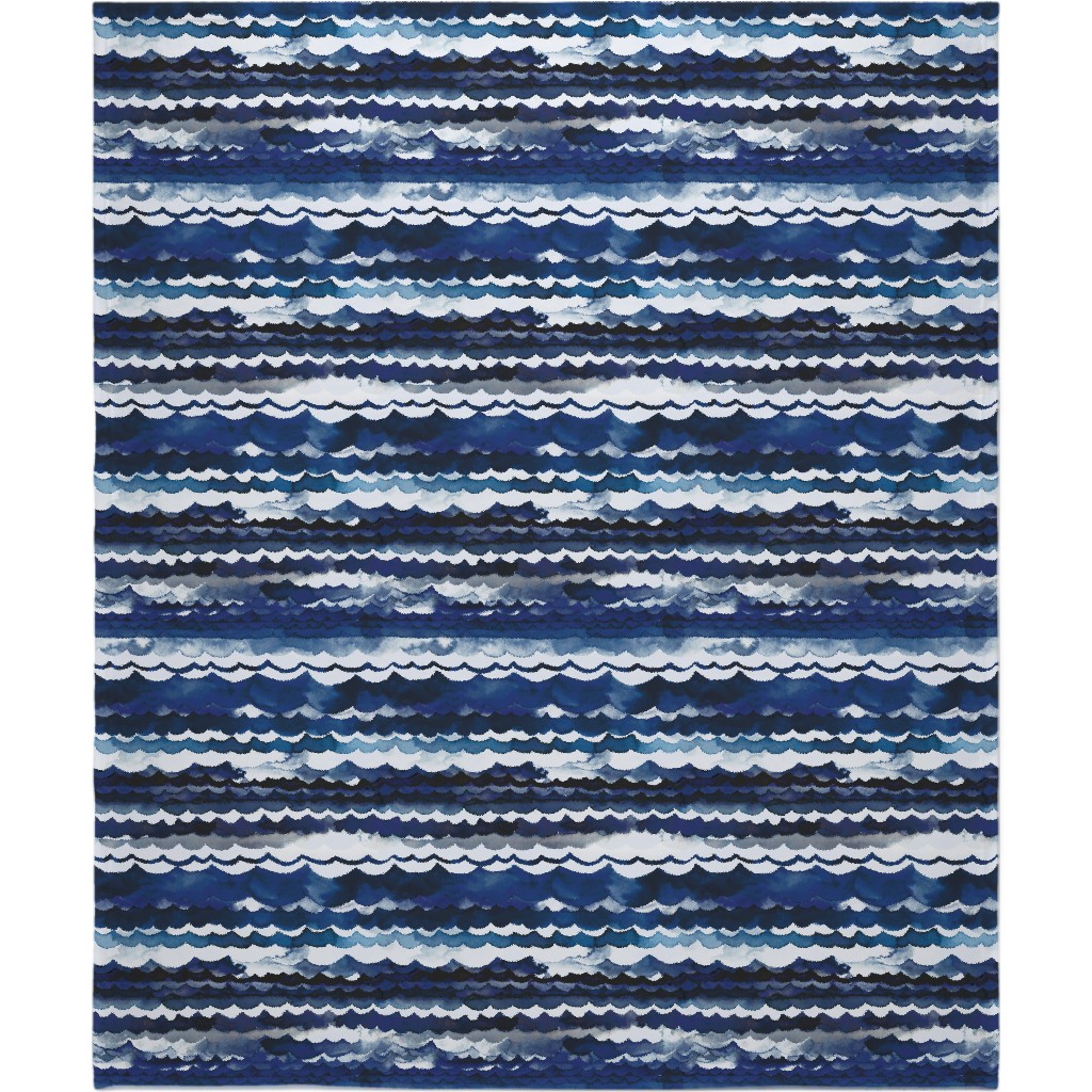 Sea Waves - Indigo Blanket, Fleece, 50x60, Blue