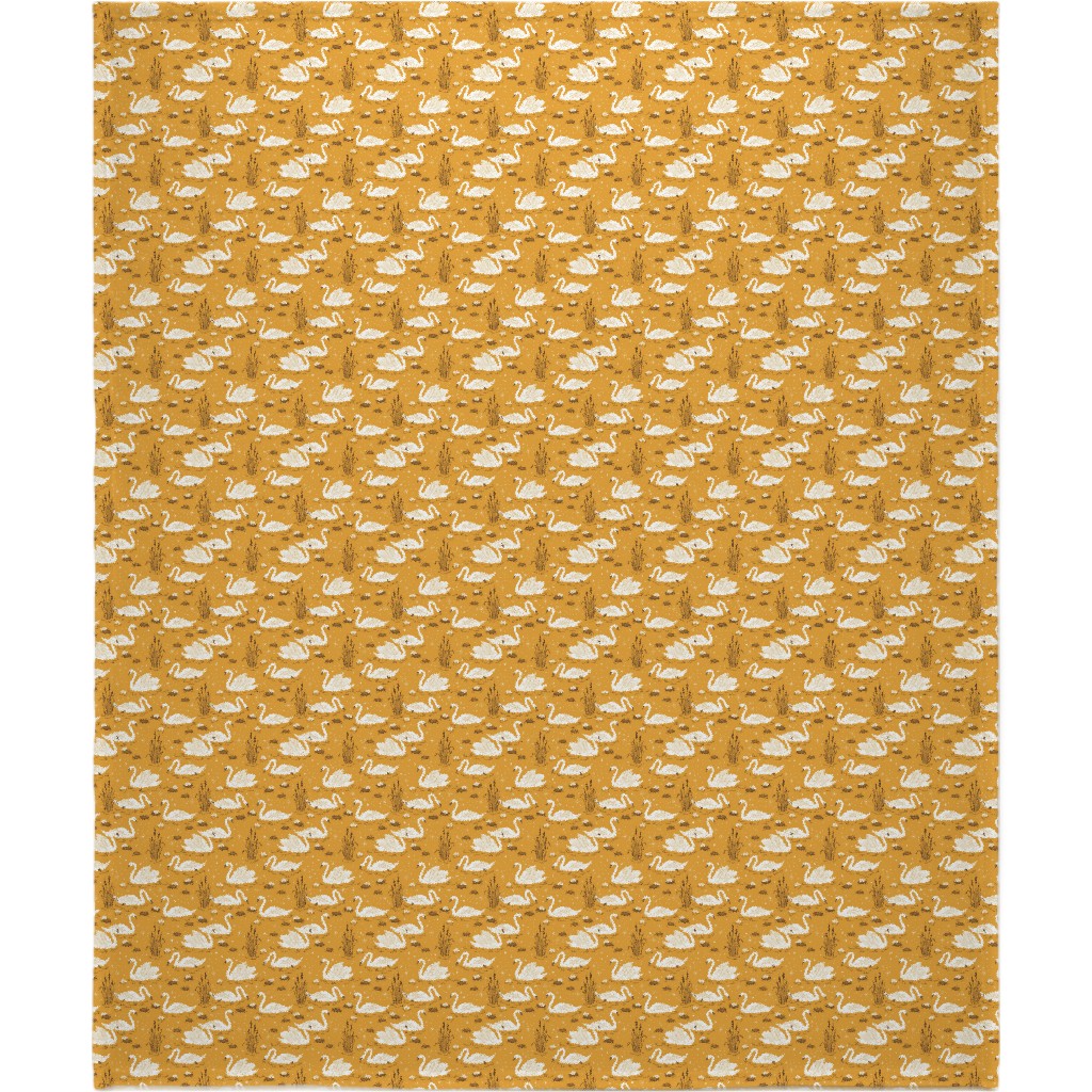 Summer Swans Blanket, Fleece, 50x60, Yellow, Mustard