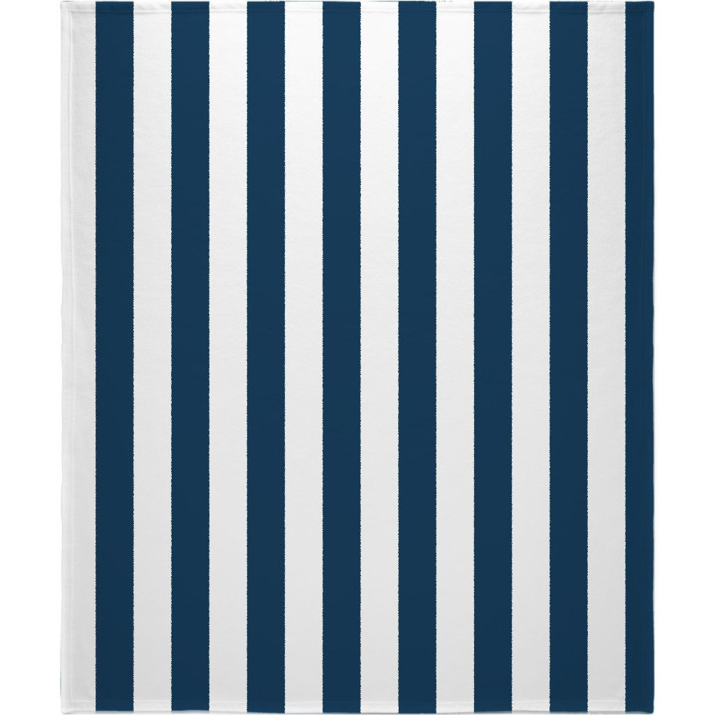 Cabana Stripe - Navy and White Blanket, Fleece, 50x60, Blue