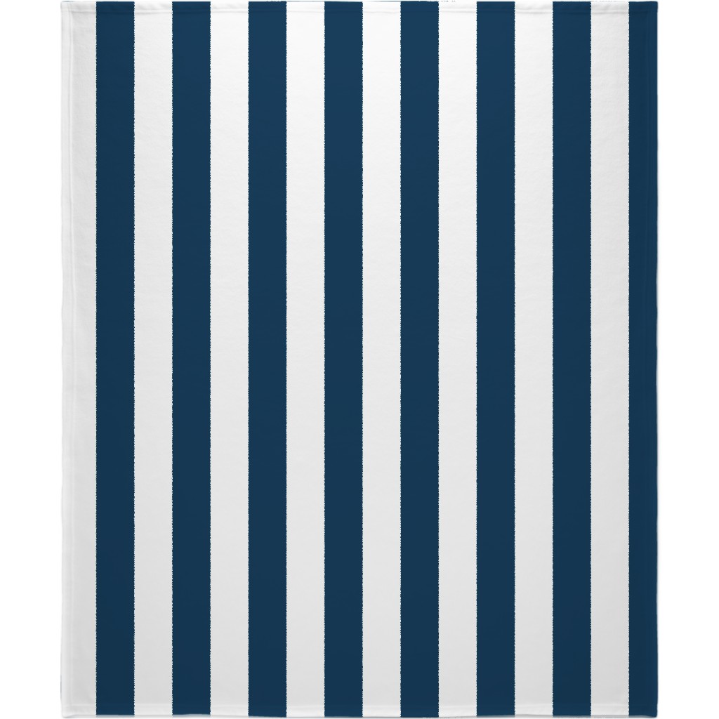 Cabana Stripe - Navy and White Blanket, Fleece, 50x60, Blue, True Blue