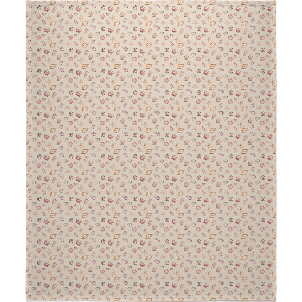 Painted Summer Beach Seashells Blanket, Fleece, 50x60, Multicolor