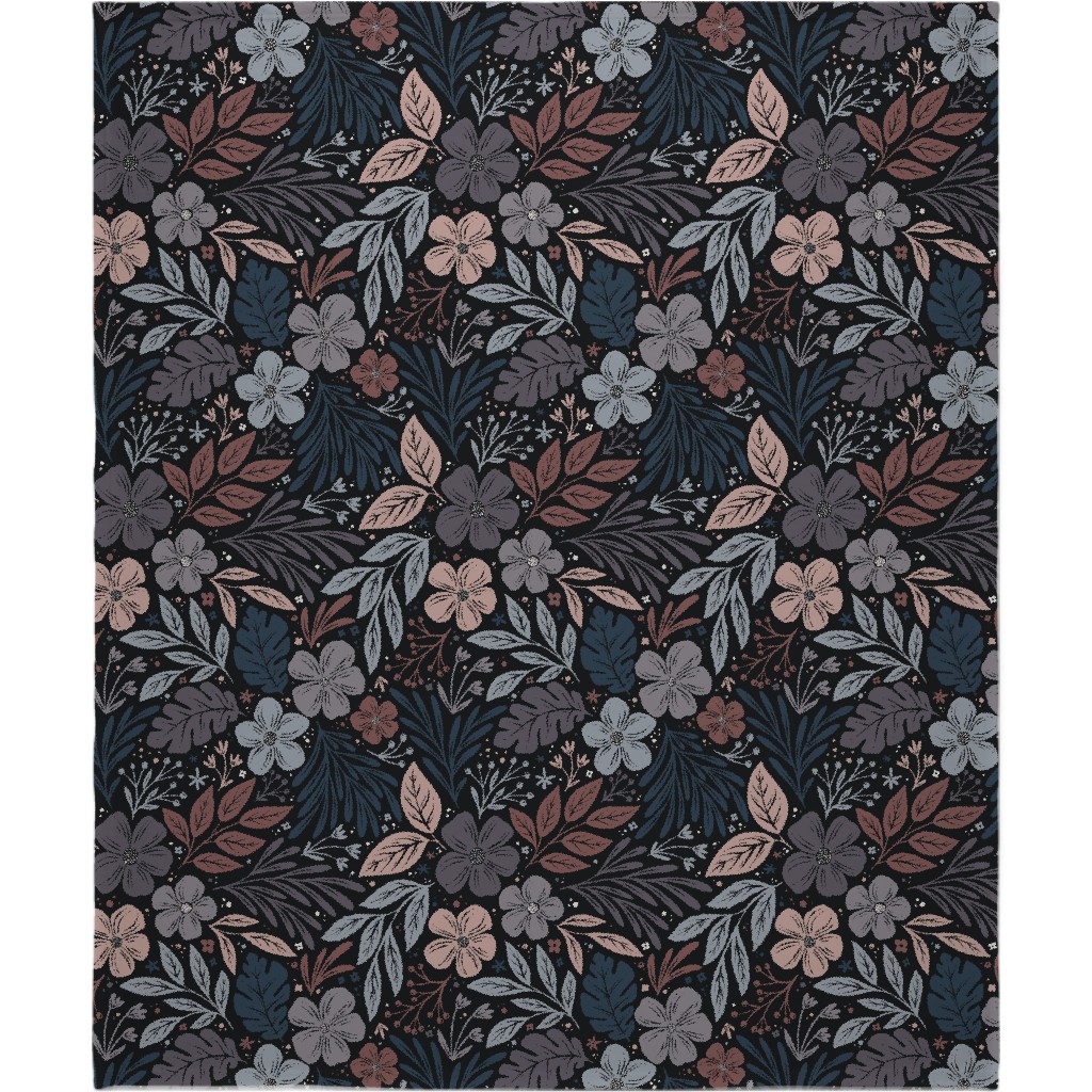 Dark and Moody Floral Blanket, Fleece, 50x60, Multicolor