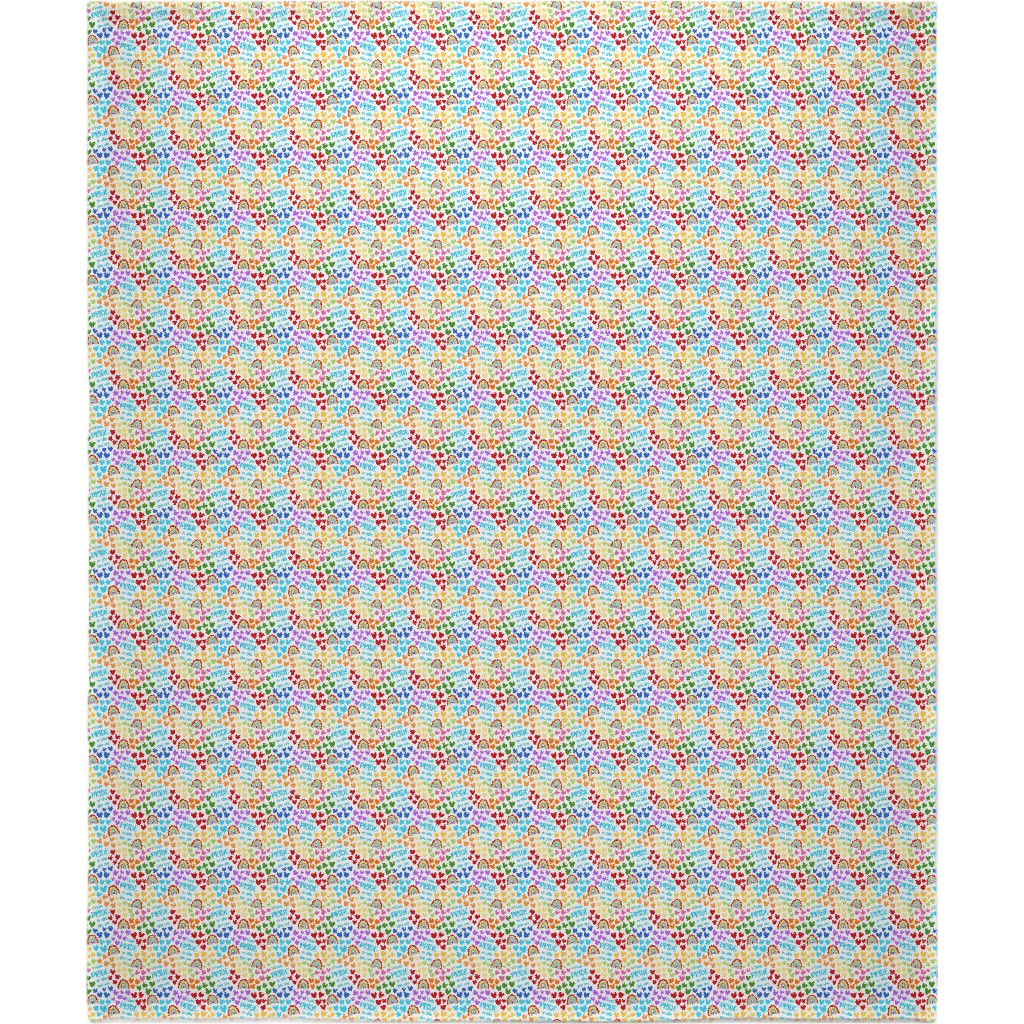 Have Pride in Who You Are Rainbows and Hearts Blanket, Fleece, 50x60, Multicolor, White