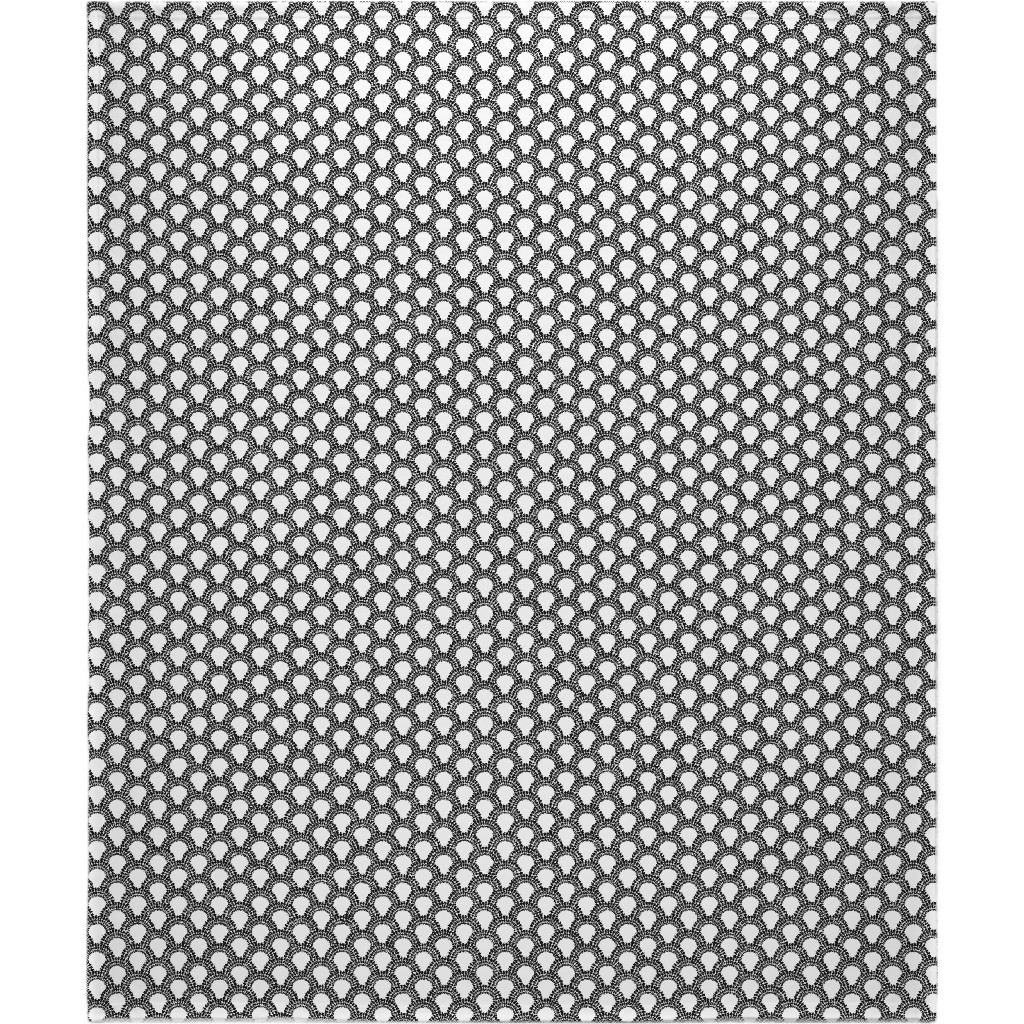 Scallops - Black and White Blanket, Fleece, 50x60, Black