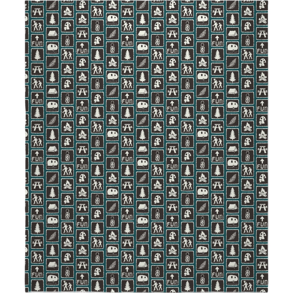 Follow the Signs To Fun Blanket, Fleece, 50x60, Brown, Espresso