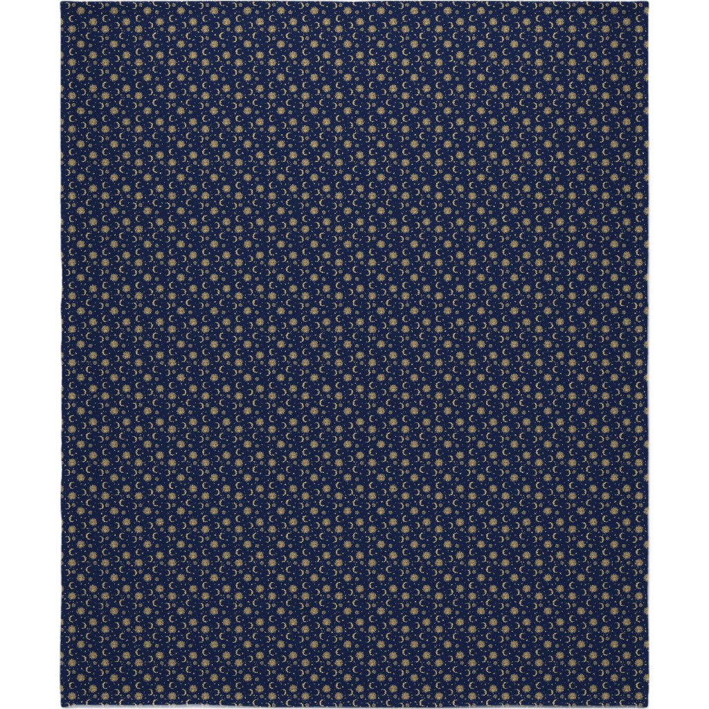 Sun Moon and Stars - Dark Blanket, Fleece, 50x60, Blue