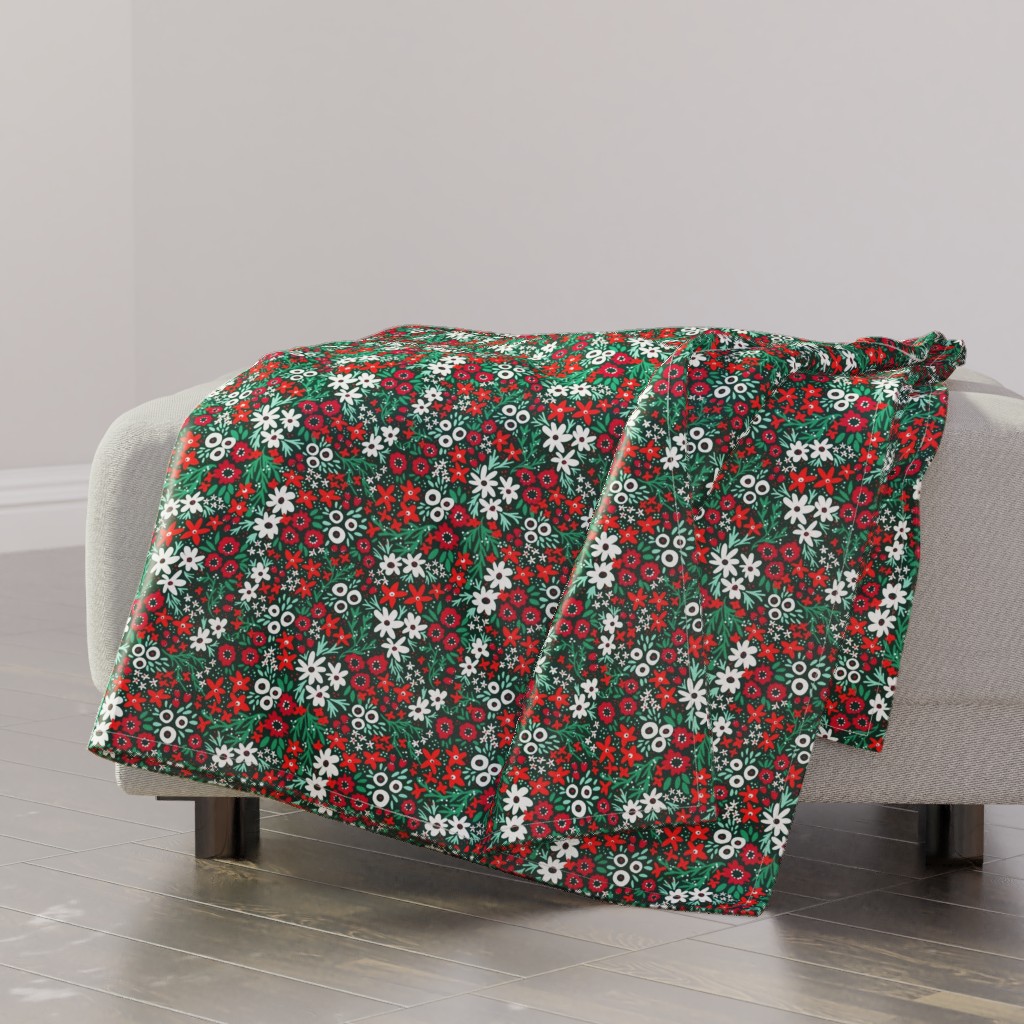 Rustic Floral - Holiday Red and Green Blanket | Shutterfly