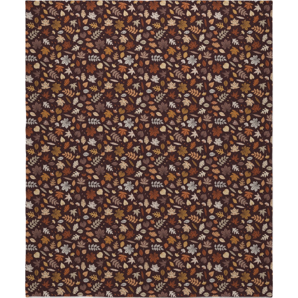 Fall Time Leaves - Brown Blanket, Fleece, 50x60, Brown, Brown