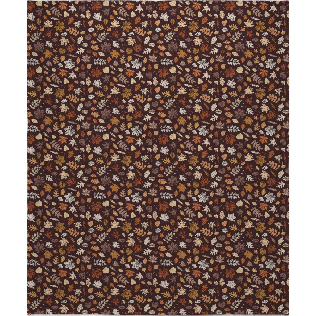 Fall Time Leaves - Brown Blanket, Fleece, 50x60, Brown