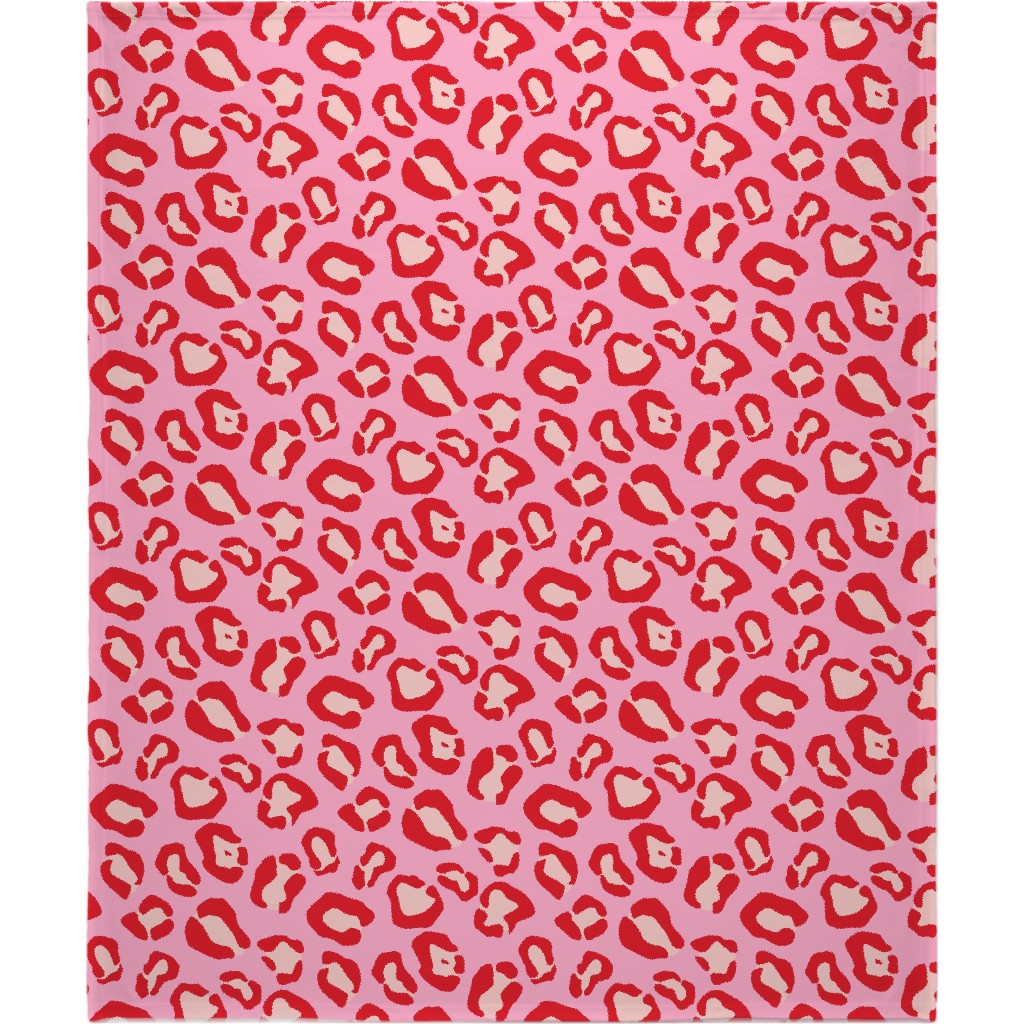 Leopard - Pink and Red Blanket, Fleece, 50x60, Pink