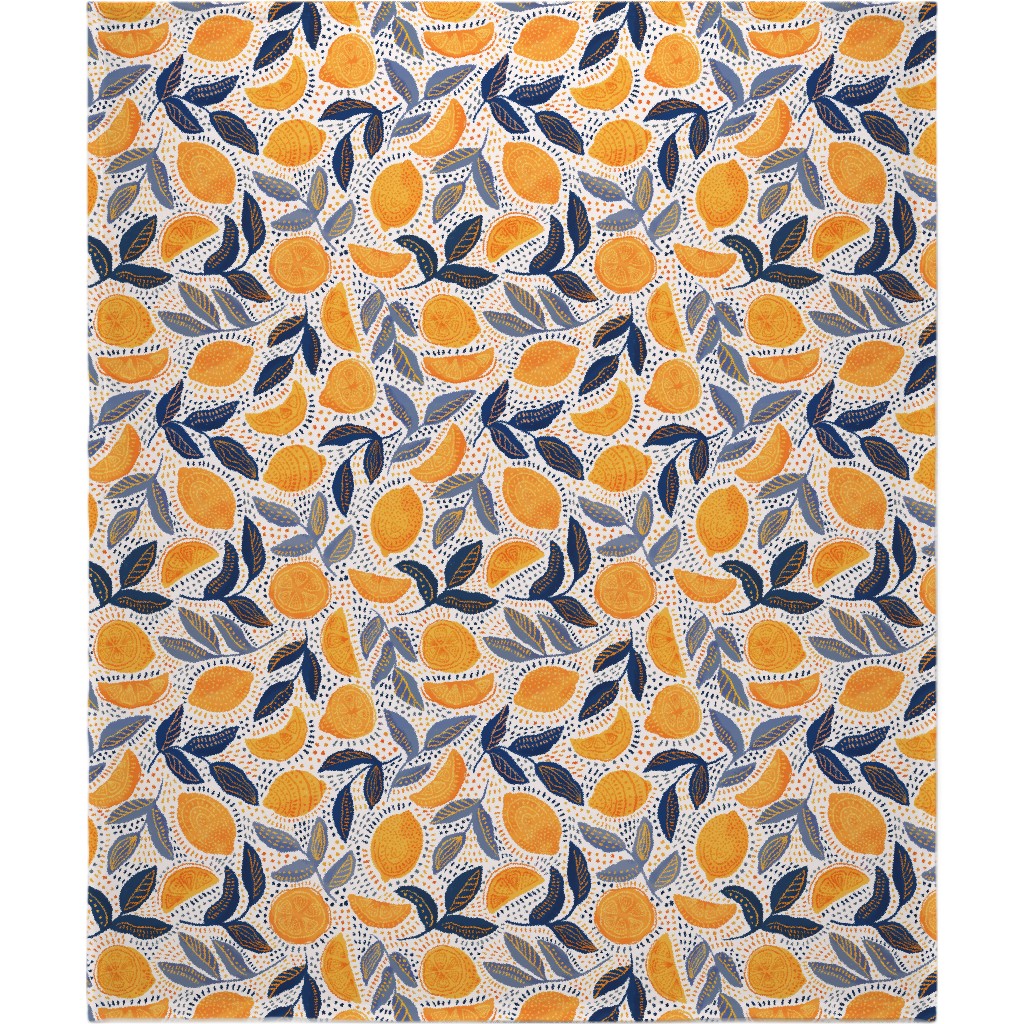 Give Me Those Lemons - Blue and Yellow Blanket, Fleece, 50x60, Yellow, Classic Yellow