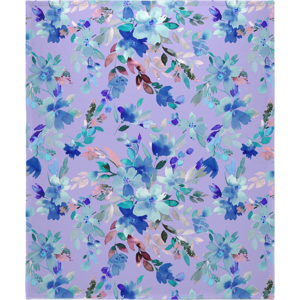Very Peri Summer Floral - Purple Blanket, Fleece, 50x60, Purple