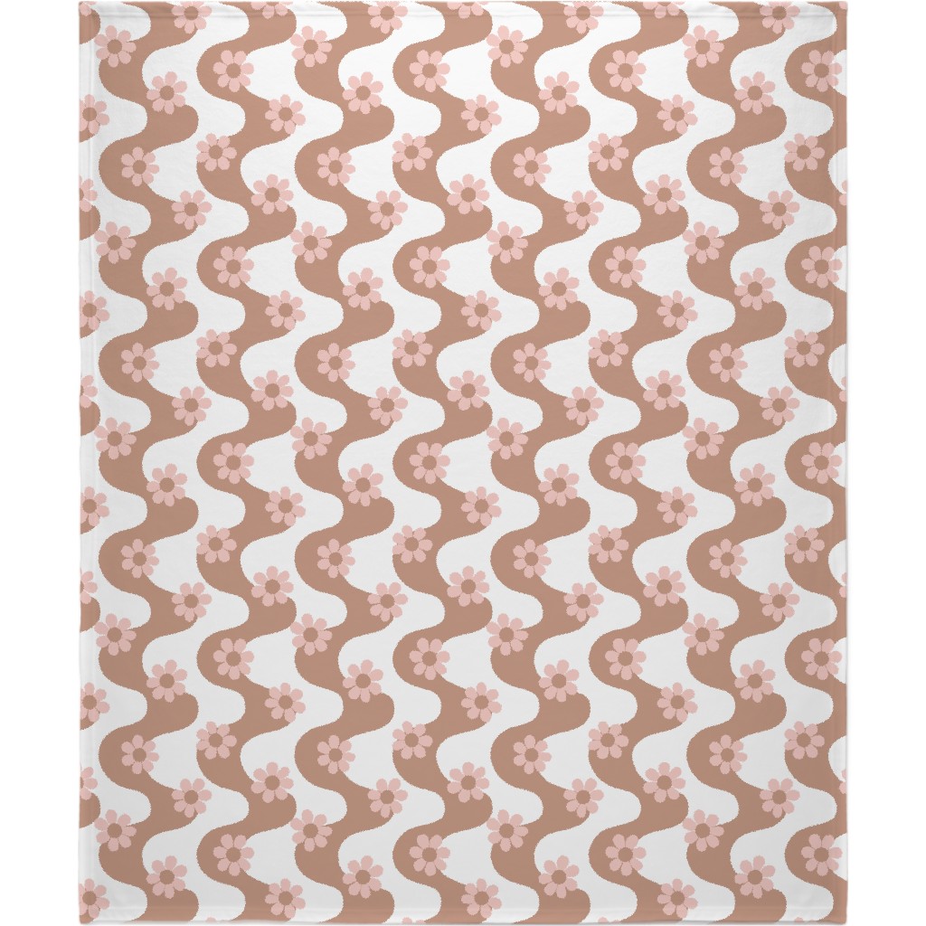 Groovy Daisy Rainbow Blanket, Fleece, 50x60, Beige, Beige