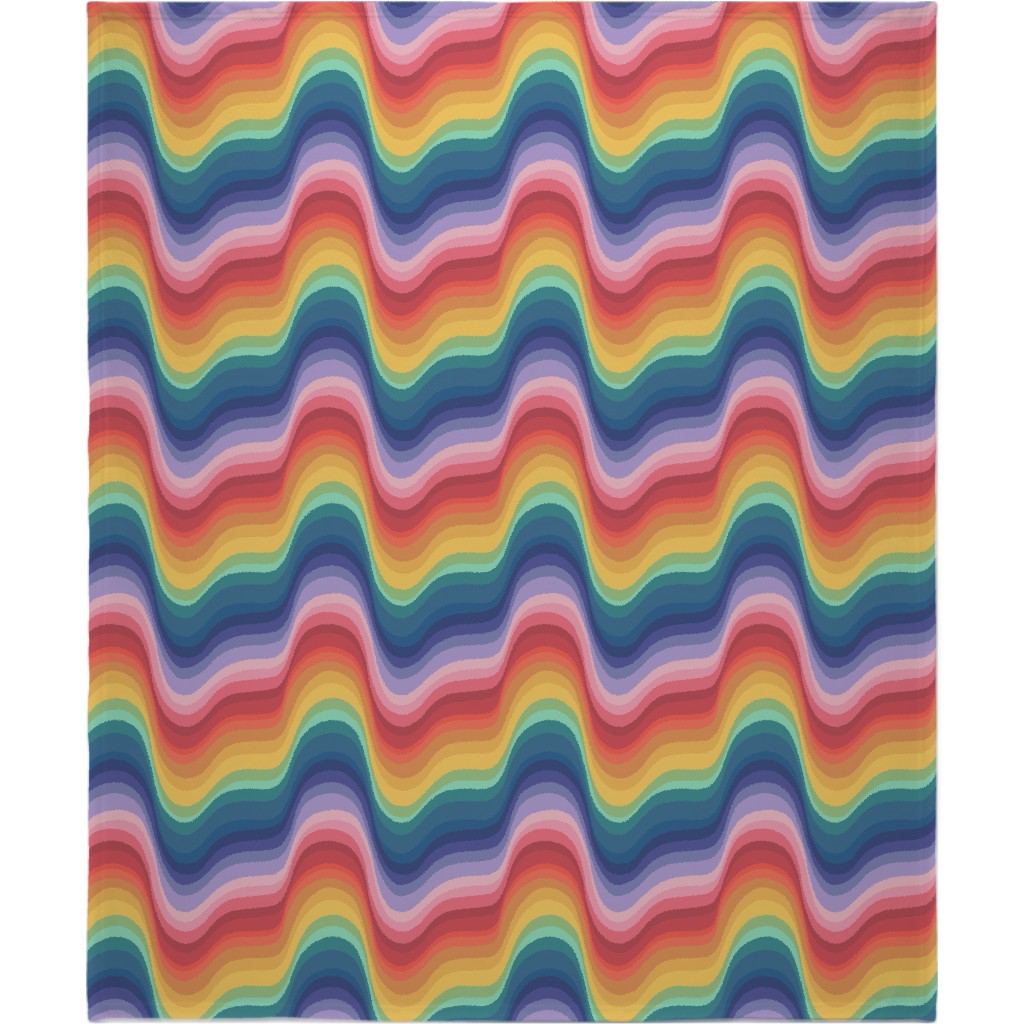 Wavy Rainbow Stripes - Multicolor Blanket, Fleece, 50x60, Multicolor