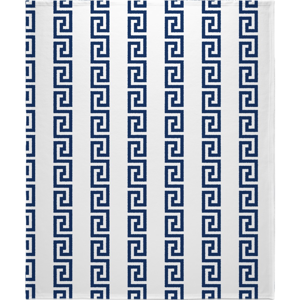 Greek Key - Navy Blanket, Fleece, 50x60, Blue