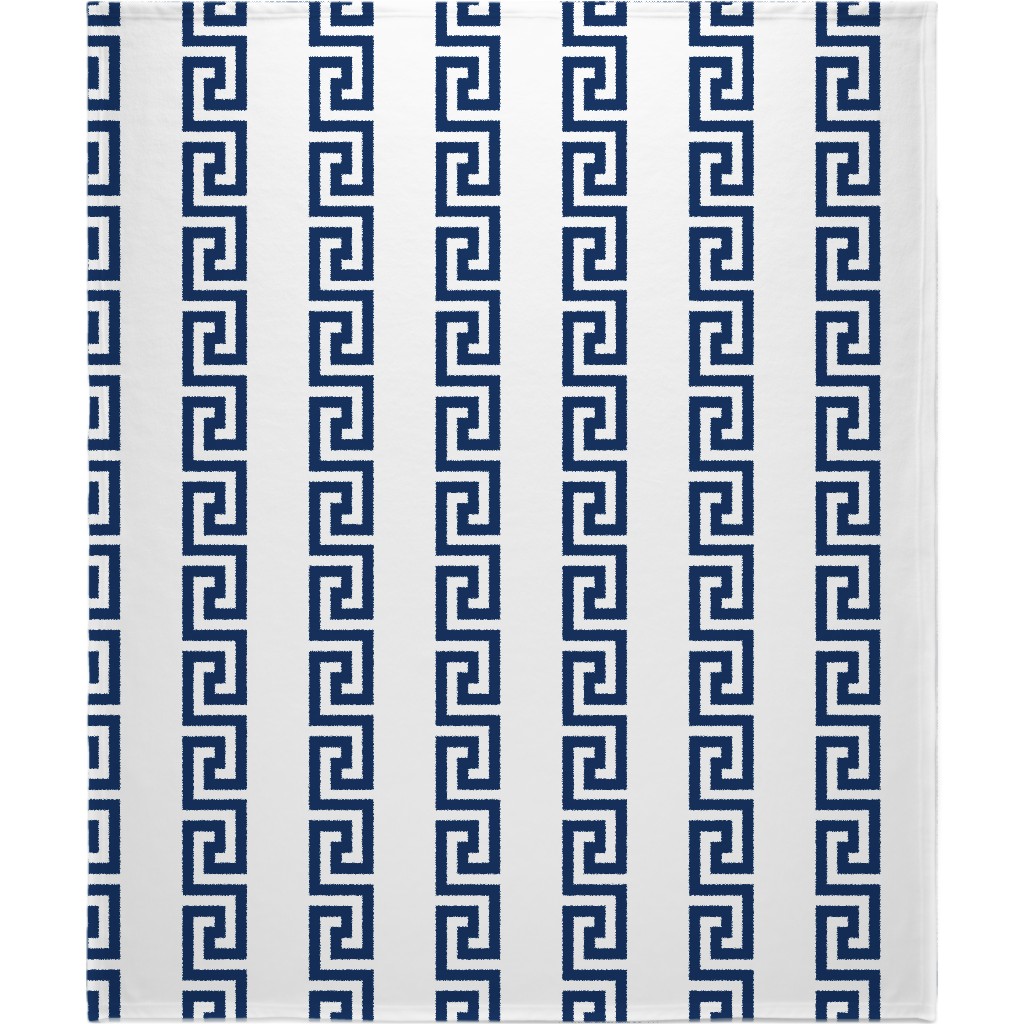 Greek Key - Navy Blanket, Fleece, 50x60, Blue, True Blue