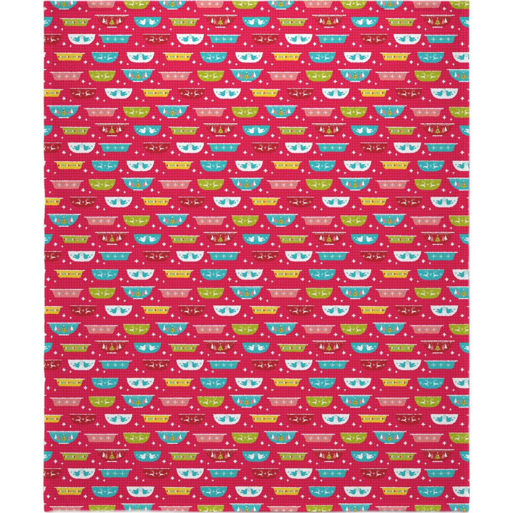 Christmas Dishes Blanket, Fleece, 50x60, Multicolor