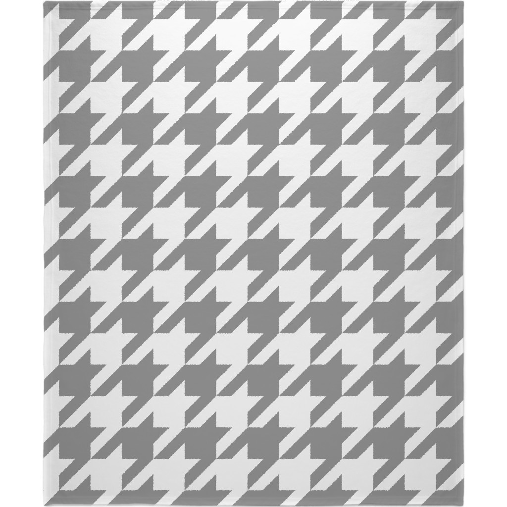 Modern Houndstooth Check - Grey and White Blanket, Fleece, 50x60, Gray, Gray