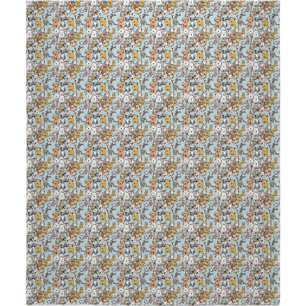 Puppies Blanket, Fleece, 50x60, Blue, Hydrangea