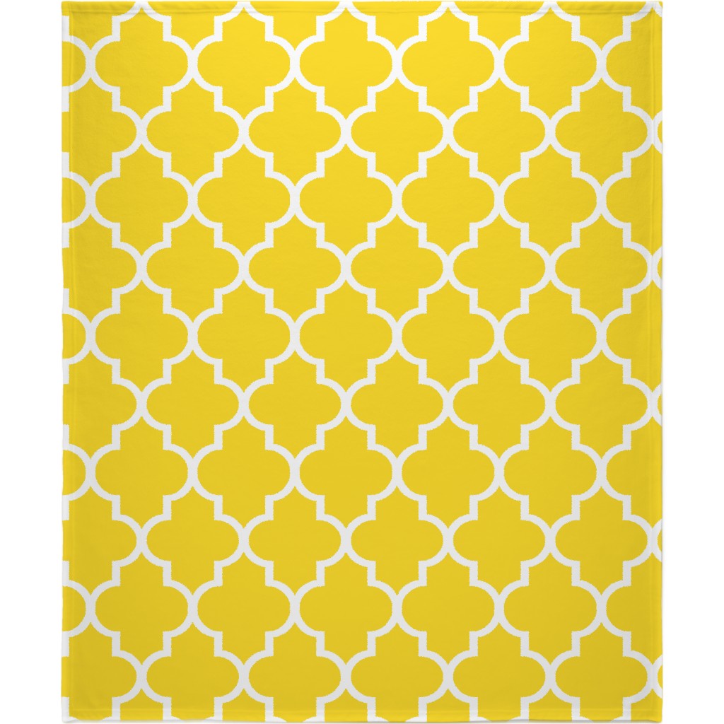 Quatrefoil - Lemon Blanket, Fleece, 50x60, Yellow