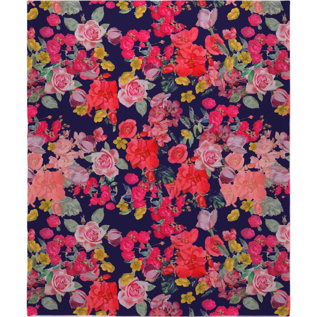 Antique Floral Print - Multi Blanket, Fleece, 50x60, Multicolor