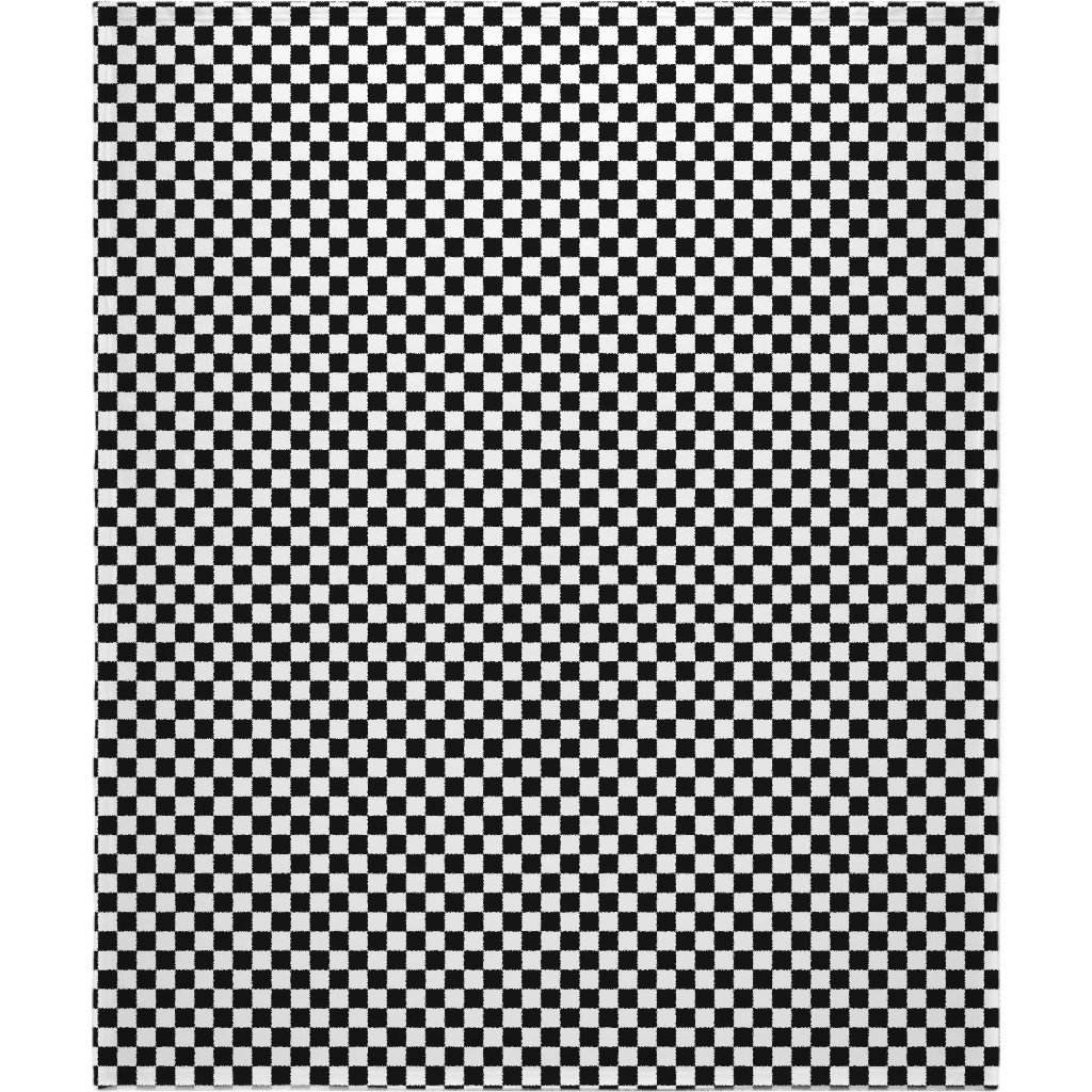 Checker - Black and White Blanket, Fleece, 50x60, Black, Black