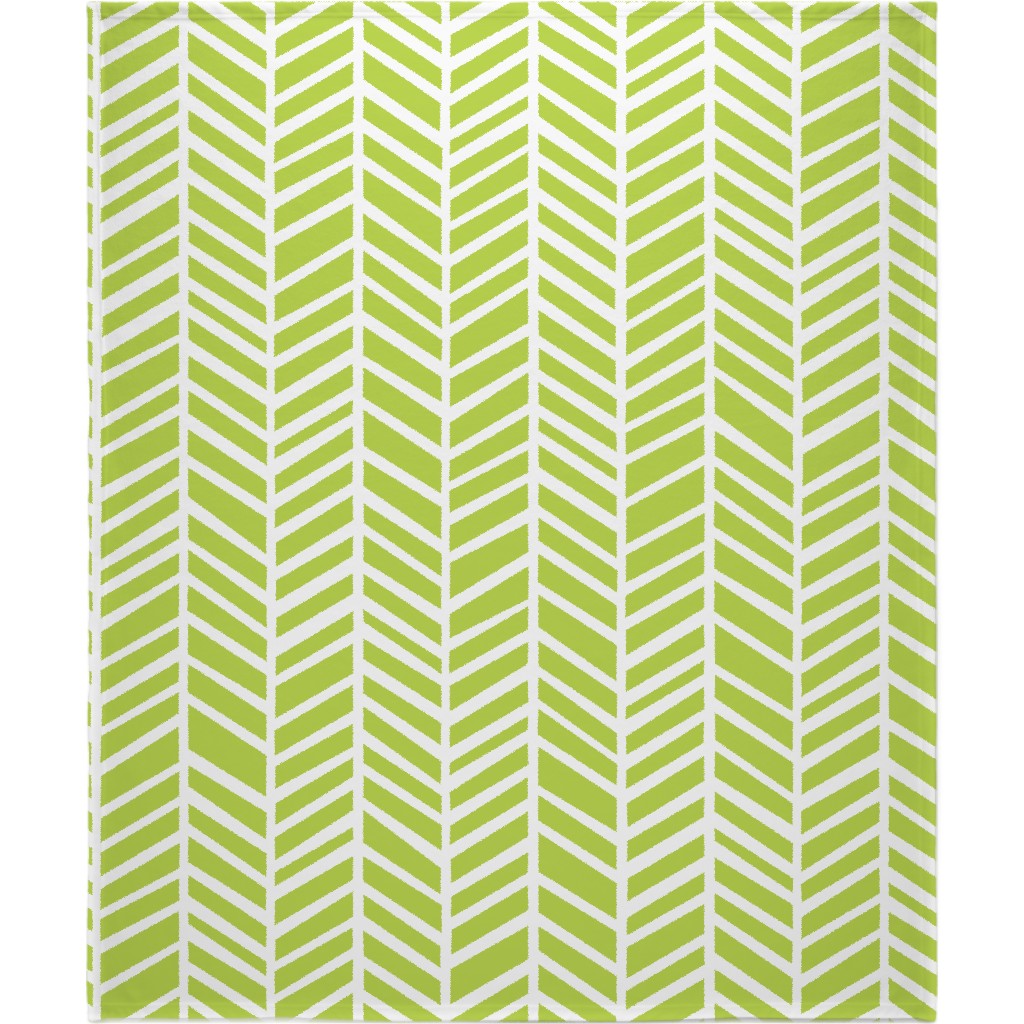 Herringbone Tender Shoots Blanket, Fleece, 50x60, Green, Lime
