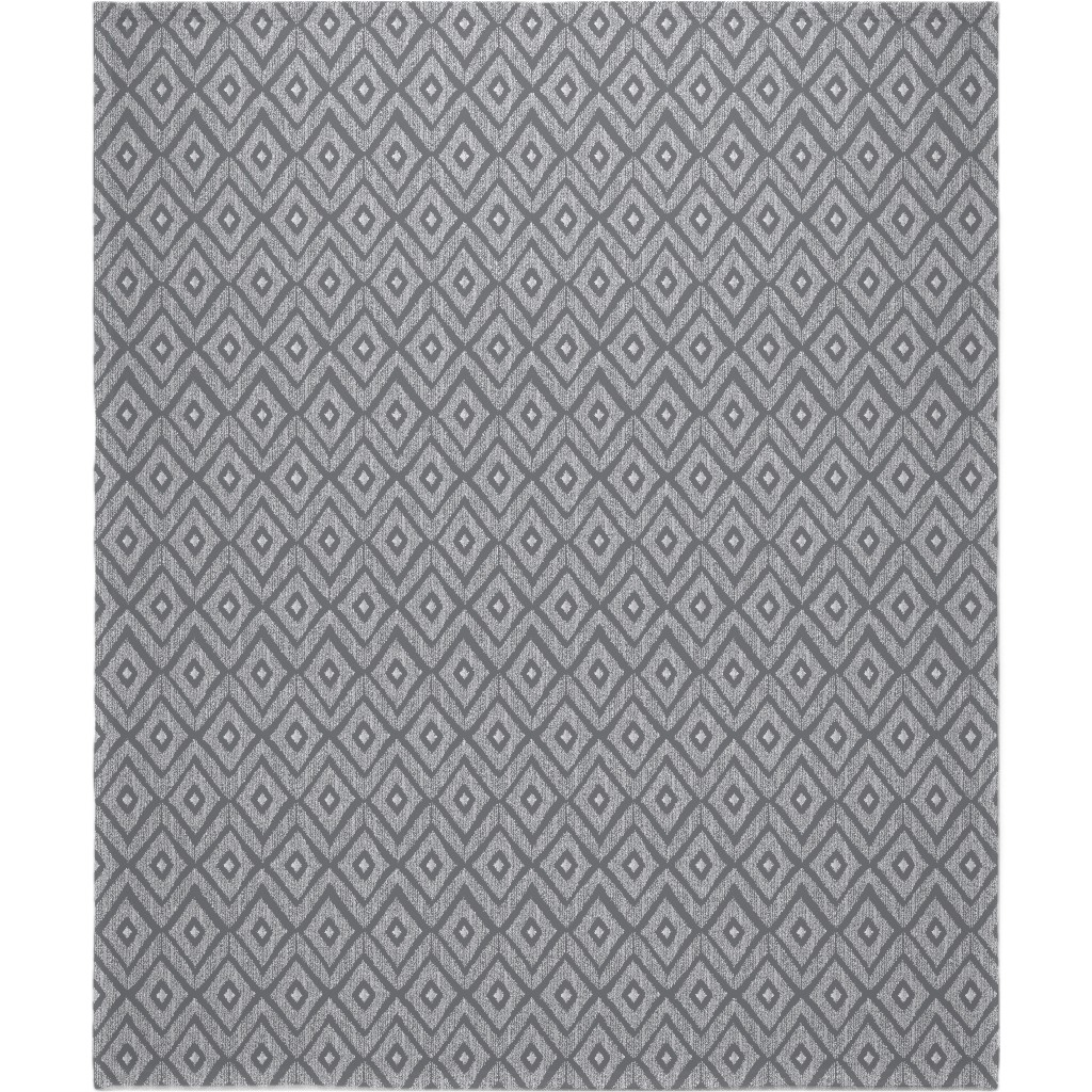 Ikat Blanket, Fleece, 50x60, Gray, Slate