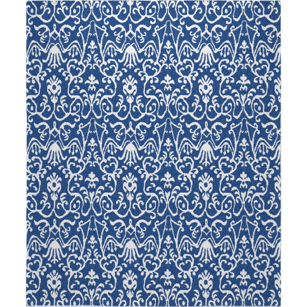 Lucette Ikat - Navy Blanket, Fleece, 50x60, Blue