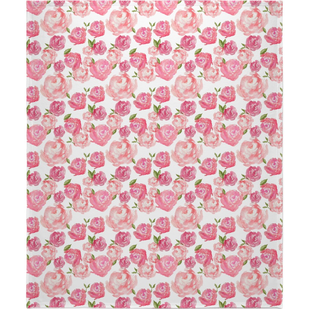 Watercolor Floral Blanket, Fleece, 50x60, Pink