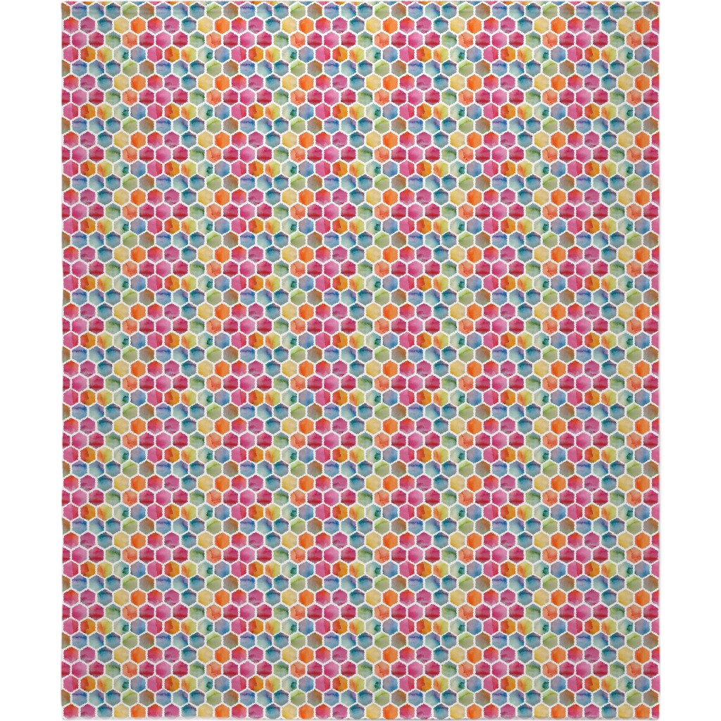 Watercolour Hexagons - Multi Blanket, Fleece, 50x60, Multicolor