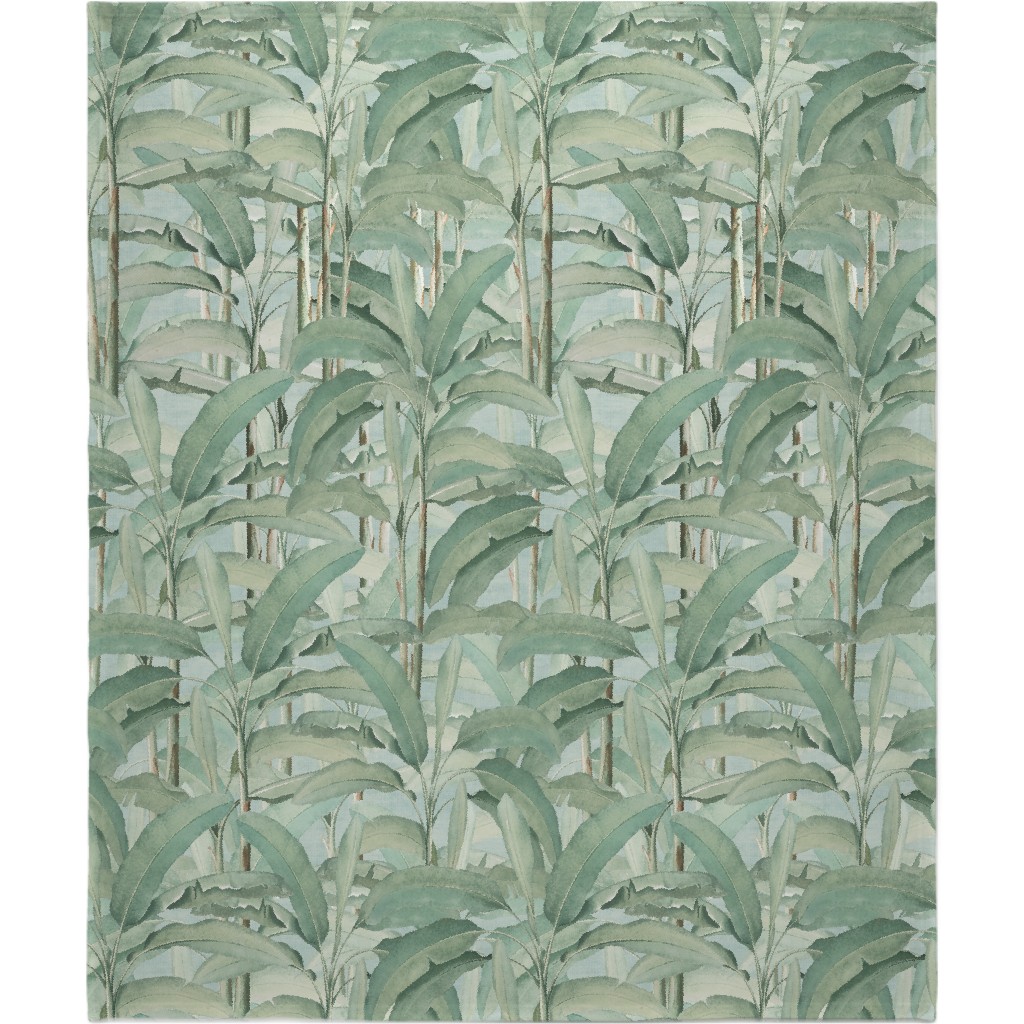 Lush Tropical Leaves Blanket, Fleece, 50x60, Green, Classic Green