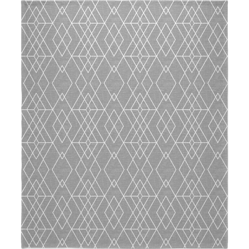 Geometric Grid - Gray Blanket, Fleece, 50x60, Gray
