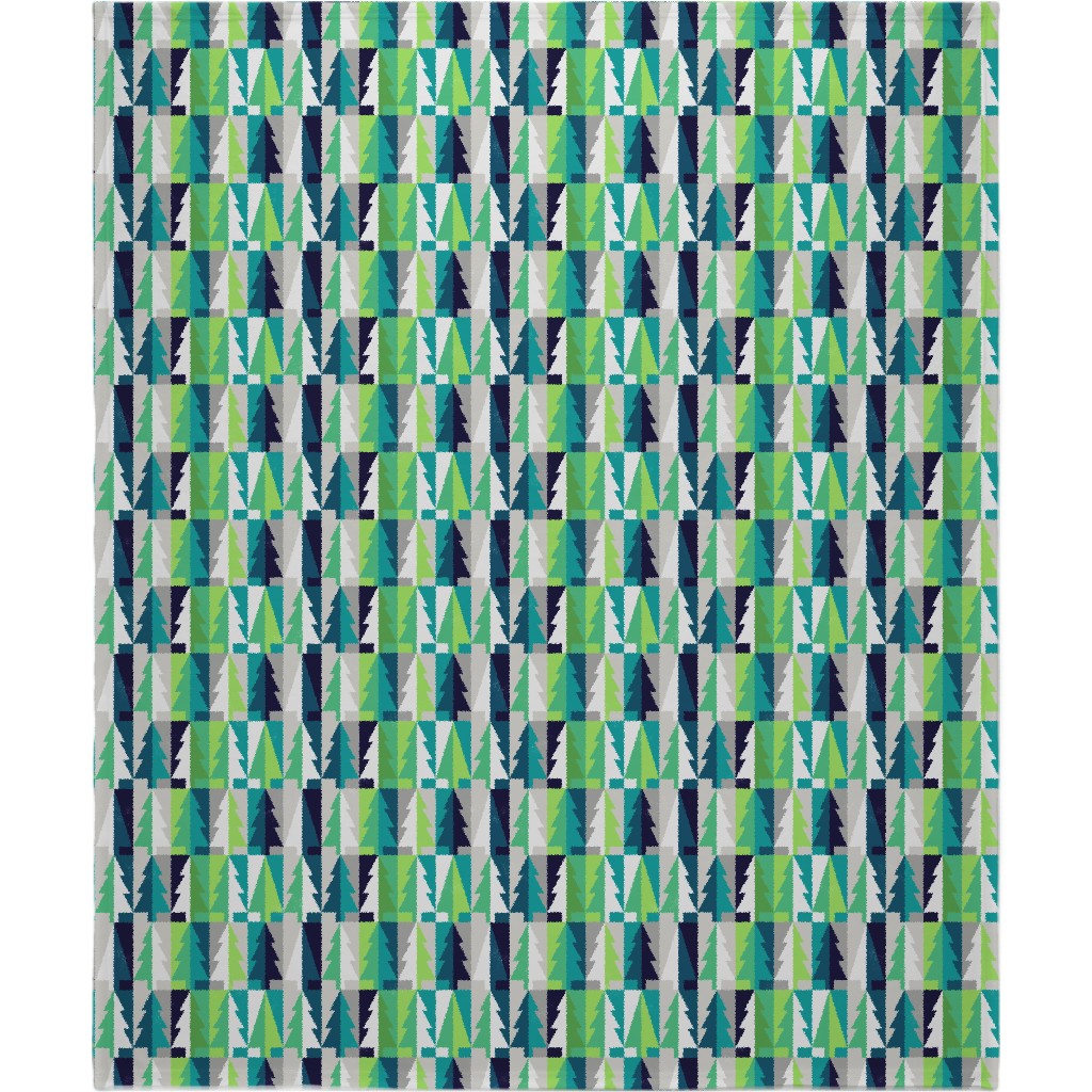 Winter Pine Tree Forest - Green Blanket, Fleece, 50x60, Green, Classic Green
