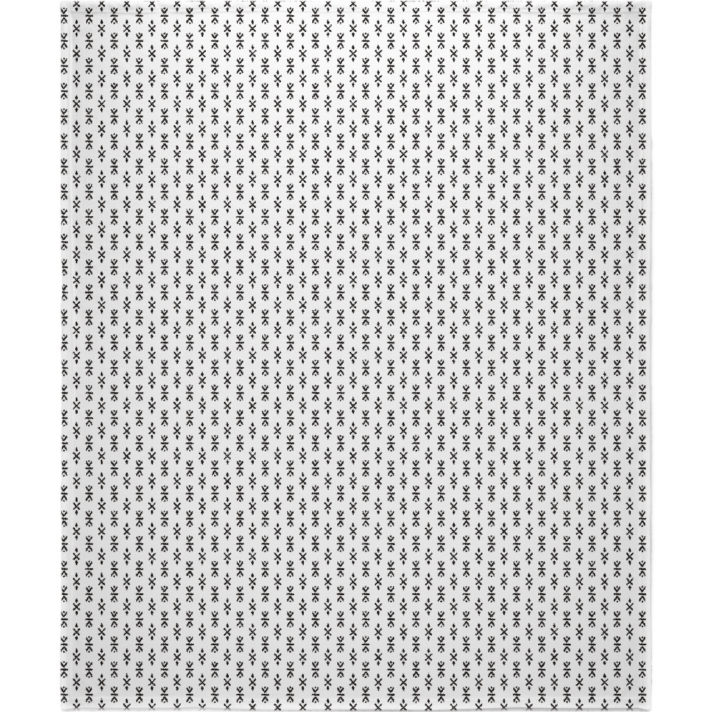 Monochrome Tribal Print - Neutral Blanket, Fleece, 50x60, White, White