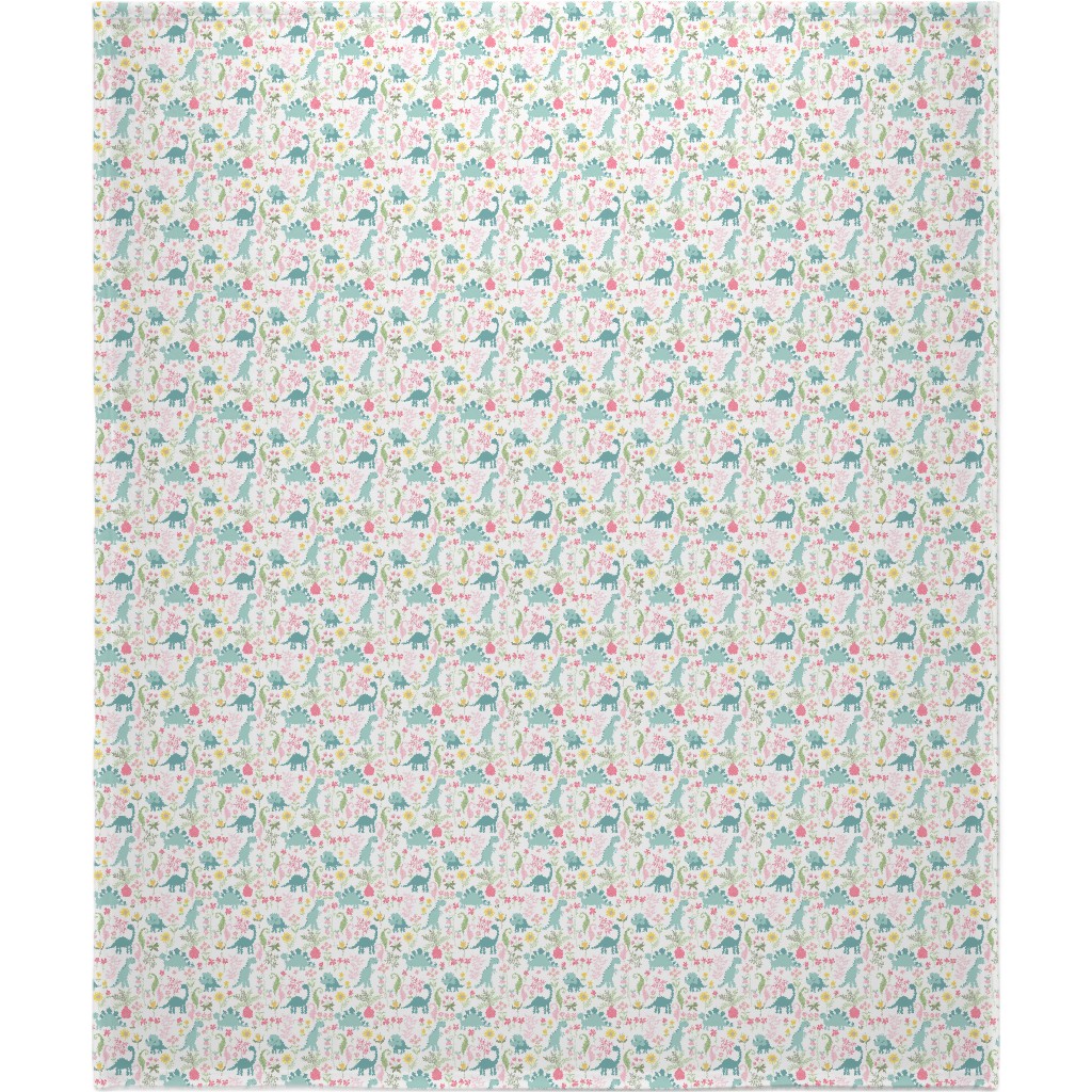 Dino Garden Blanket, Fleece, 50x60, Multicolor, White