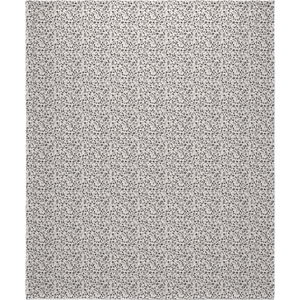 Folk Botanical Print - Neutral Blanket, Fleece, 50x60, Beige, Pearl