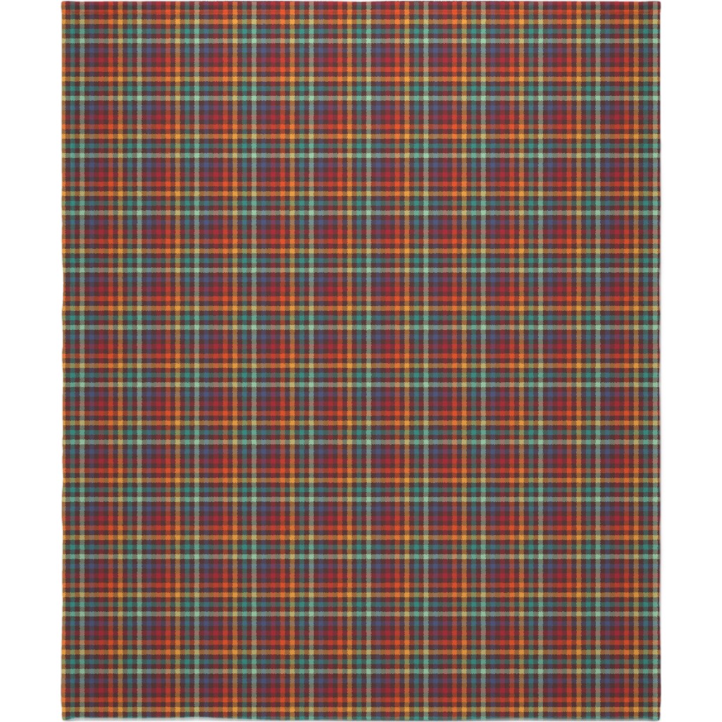 Retro Rainbow Plaid Blanket, Fleece, 50x60, Multicolor