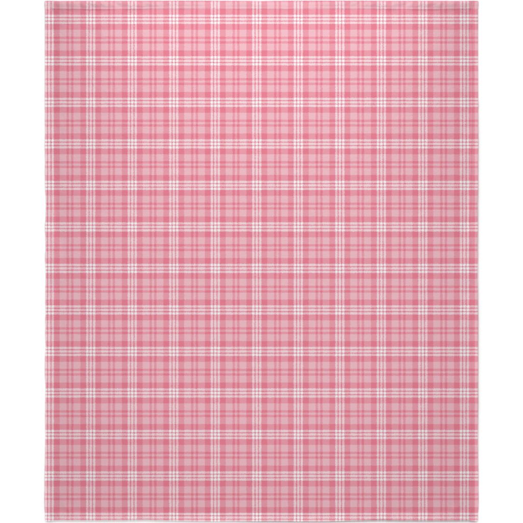 Plaid Pattern Blanket, Fleece, 50x60, Pink, Penelope