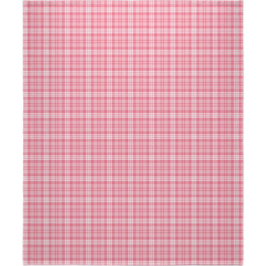 Plaid Pattern Blanket, Fleece, 50x60, Pink