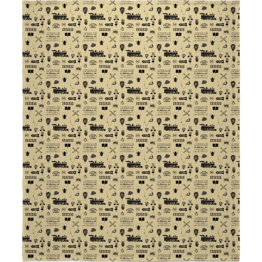 Railroad Blanket, Fleece, 50x60, Beige, Latte