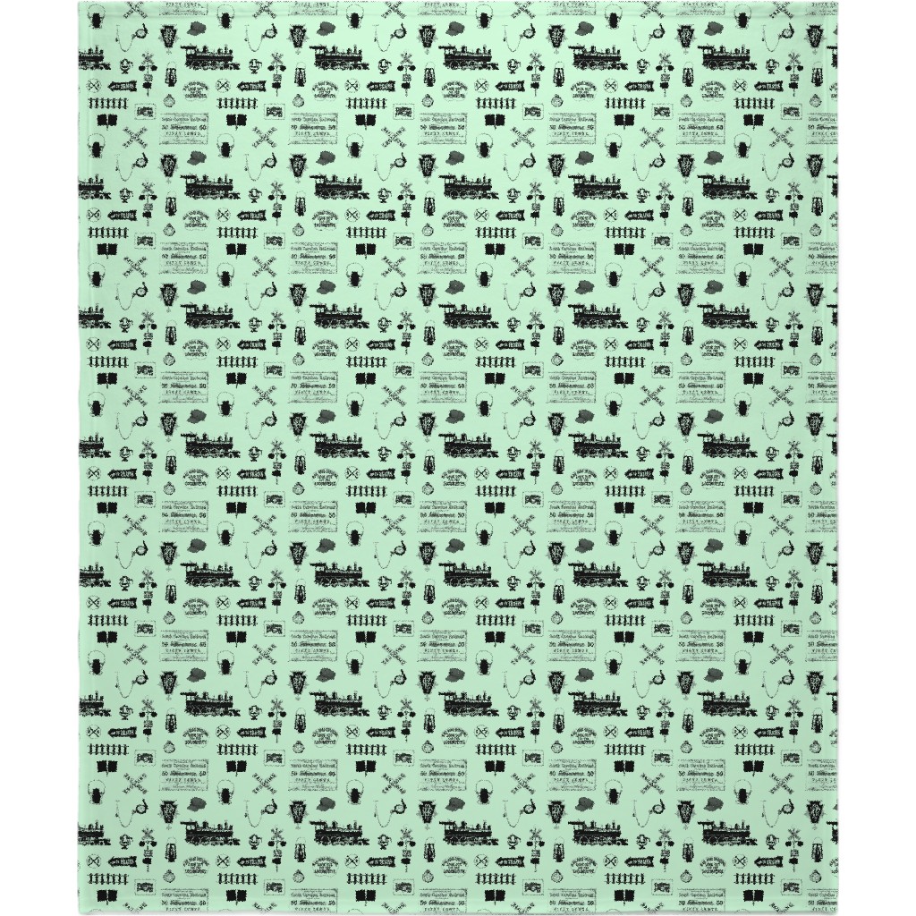 Railroad Blanket, Fleece, 50x60, Green, Frosted Glass
