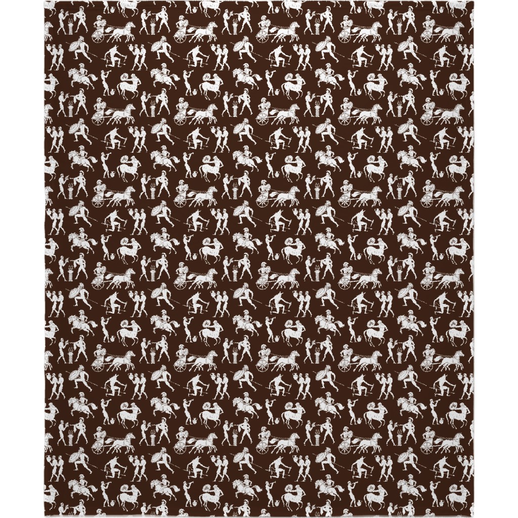 Greek Figures Blanket, Fleece, 50x60, Brown