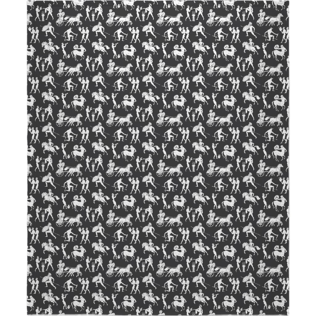 Greek Figures Blanket, Fleece, 50x60, Black